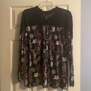 Blouse by style and company, size m, black lace at top, never worn
